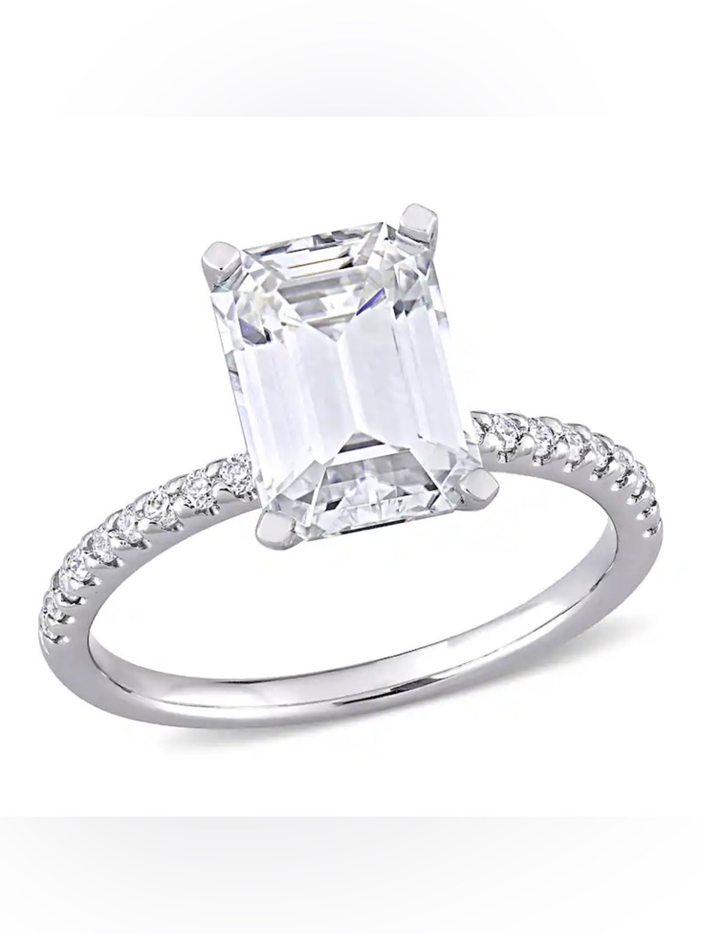 Miadora 3 1/5ct DEW Emerald-cut Moissanite Engagement Ring in 10k White Gold